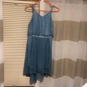 Blue dress with sequined sewed in belt